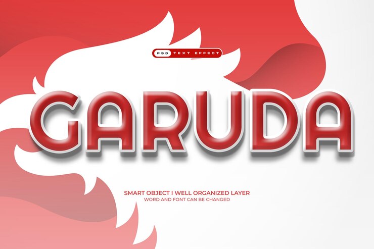 PSD 3d cartoon indonesia garuda text effect