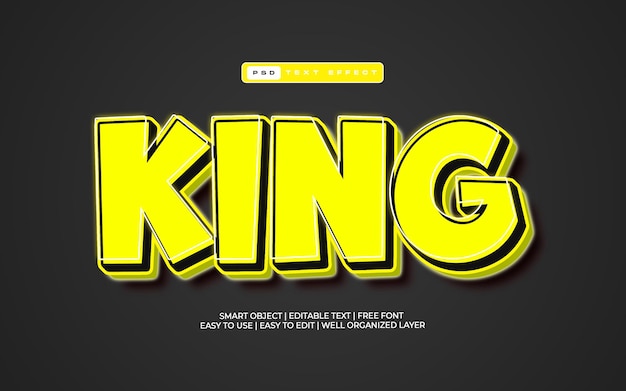 3D Cartoon KING Efeito de texto editável