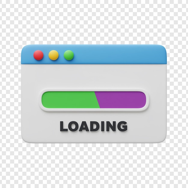 3D-Cartoon-Loading-Bildschirm-Schnittstelle auf durchsichtigem Hintergrund