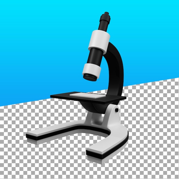 3D Cartoon Microscope Illustration for Science and Research
