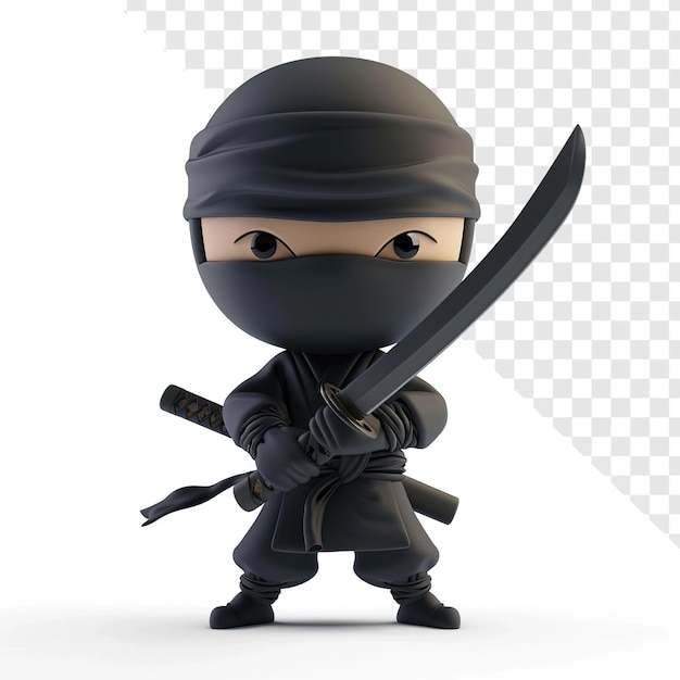PSD 3d-cartoon-ninja-figur in aktionspose