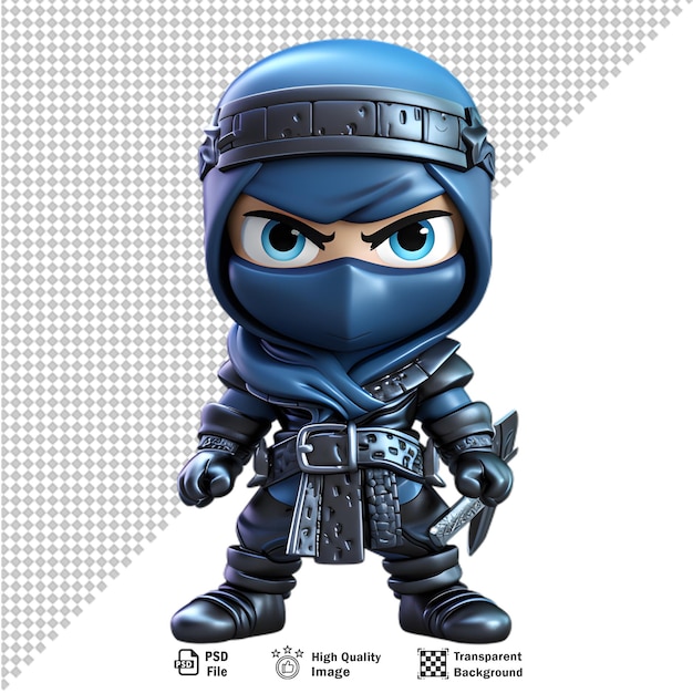 3d-cartoon-ninja isoliert auf durchsichtigem hintergrund