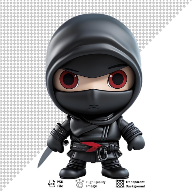 PSD 3d-cartoon-ninja isoliert auf durchsichtigem hintergrund