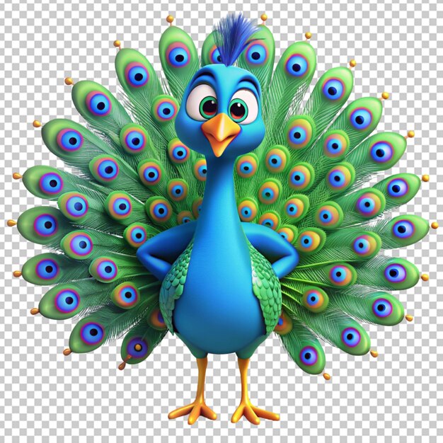 PSD 3d cartoon peacock