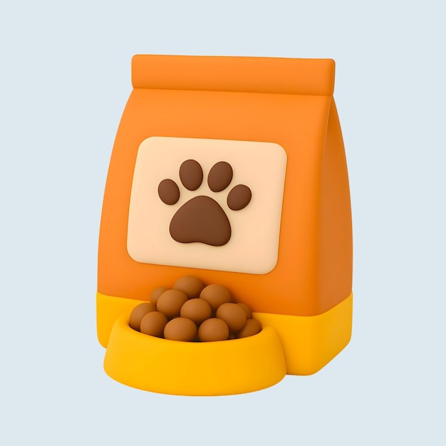 3D Cartoon Pet Food Bag and Bowl with Paw Print