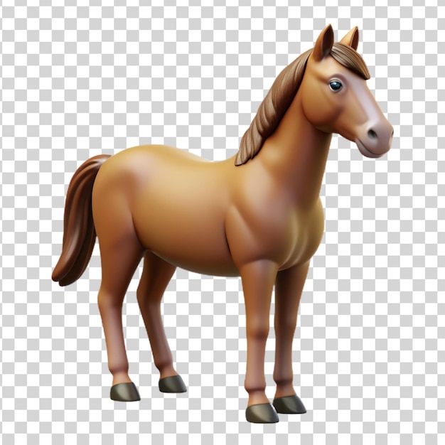 PSD 3d-cartoon pferd isoliert auf durchsichtigem hintergrund