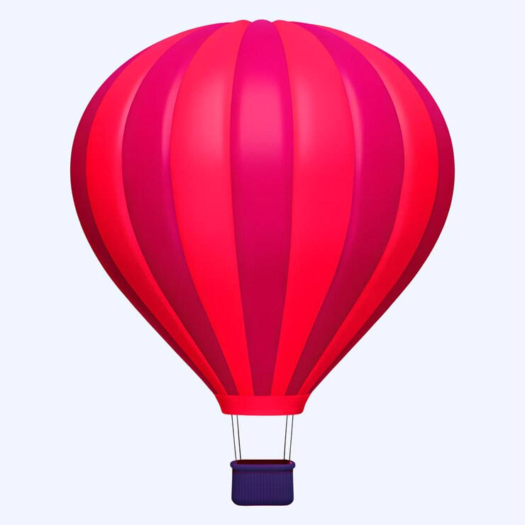 PSD 3d cartoon pink hot air balloon