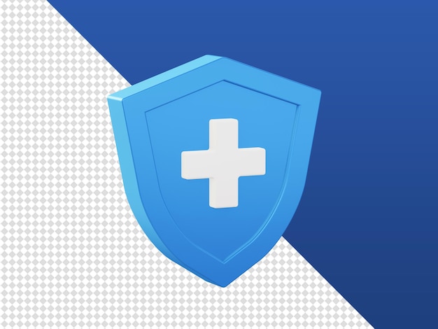 3D-Cartoon-Render-Gesundheitsschutz-Schild-Symbole für UI-UX-Web-Apps-Werbedesigns
