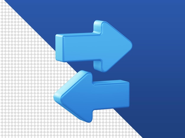 3D-Cartoon rendert blaue Beziehungspfeilsymbole für UI UX Web Mobile Apps Social Media Ads Designs