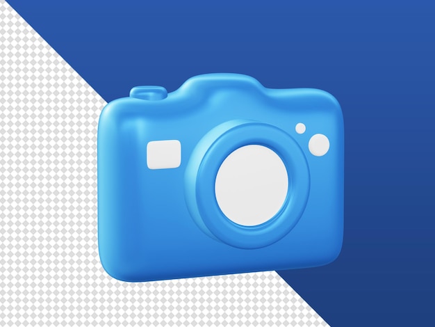 3D-Cartoon rendert blaue Kamerabildsymbole für UI UX Web Mobile Apps Anzeigen Social Media Designs