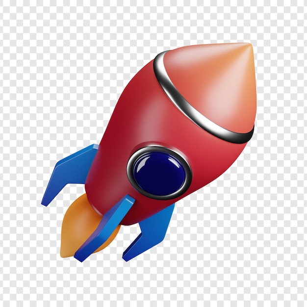 3D Cartoon Rocket Ready for Launch