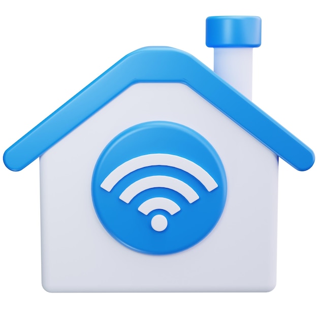 3D Cartoon Smart Home Wifi Illustration