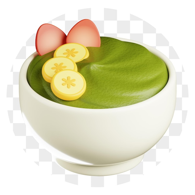 3D Cartoon Smoothie Bowl with Fruit Toppings