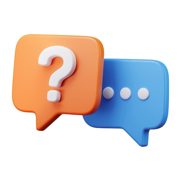 3D Cartoon Speech Bubbles with a Question Mark