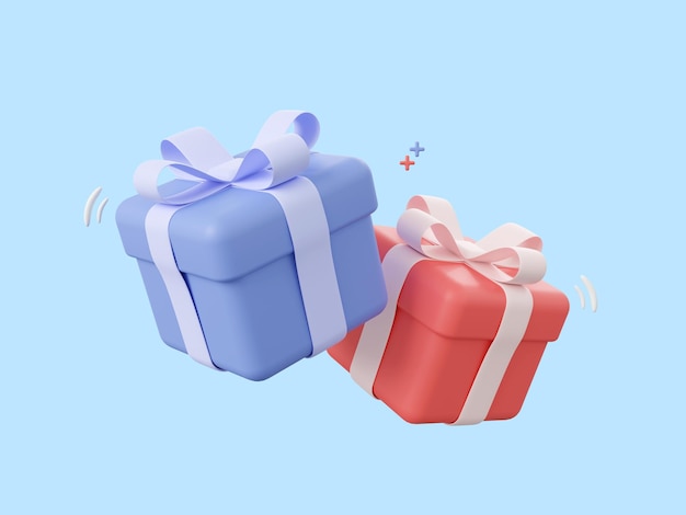 PSD 3d-cartoon-symbol-geschenkbox isoliert auf rosa hintergrund 3d-illustration