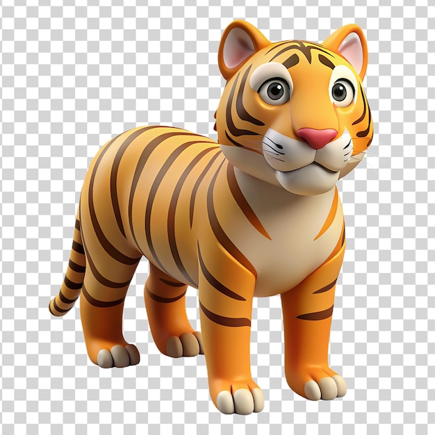 PSD 3d-cartoon tiger auf durchsichtigem hintergrund