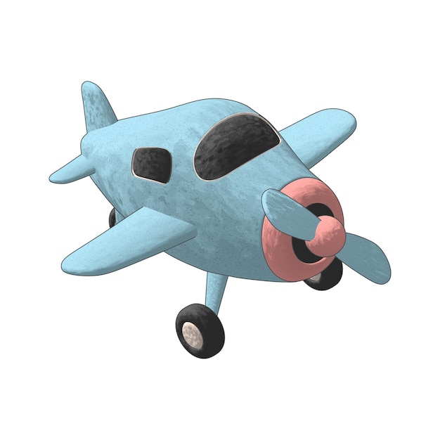 3D-Cartoon-Wasserfarbe mit Flugzeugillustration