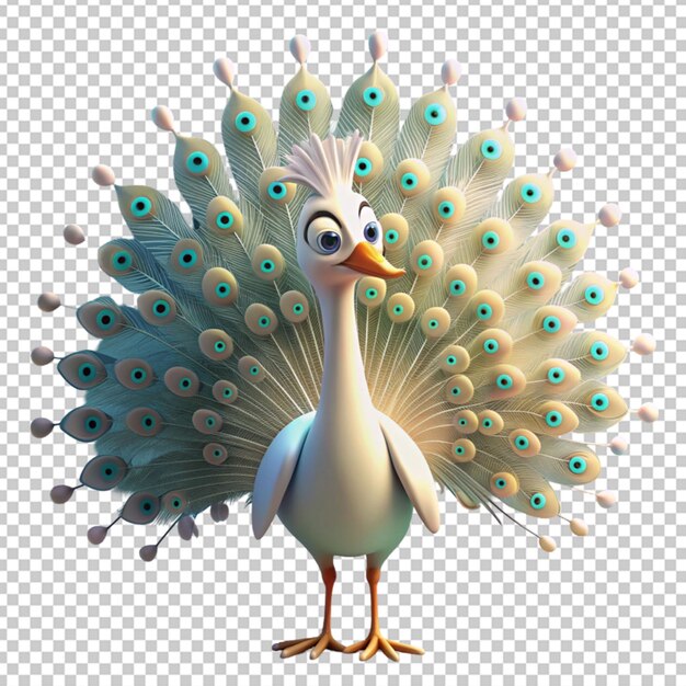 PSD 3d cartoon white peacock