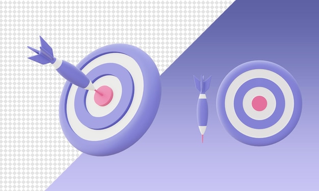 3d cartoony render hit objetivos objetivos iconos de tablero de dardos para UI UX web aplicaciones móviles diseños de redes sociales