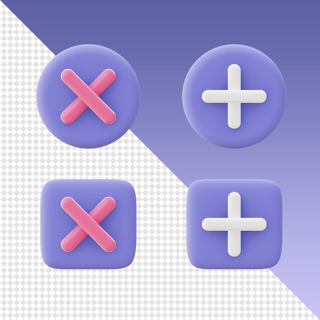 3d cartoony render matemáticas agregar y eliminar iconos de signos para ui ux web aplicaciones móviles diseños de redes sociales
