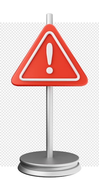 PSD 3d caution warning alert sign icon illustration render
