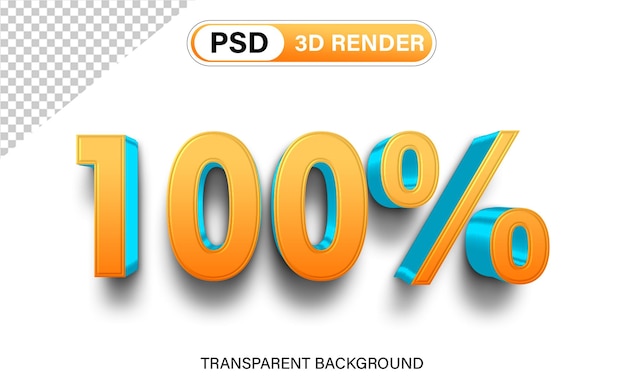 3d Cento precento sconto 100 gradiente arancione con blu isolato su sfondo trasparente