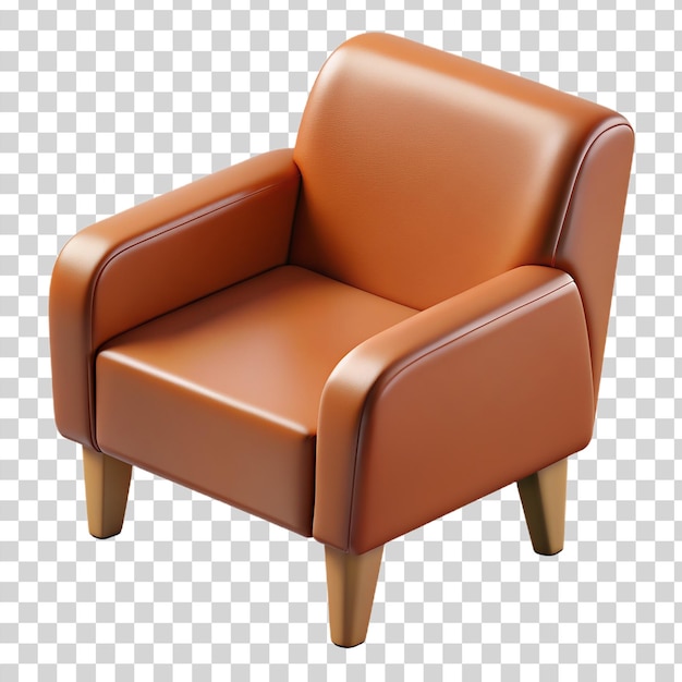 PSD 3d chaise brune isolée sur un fond transparent