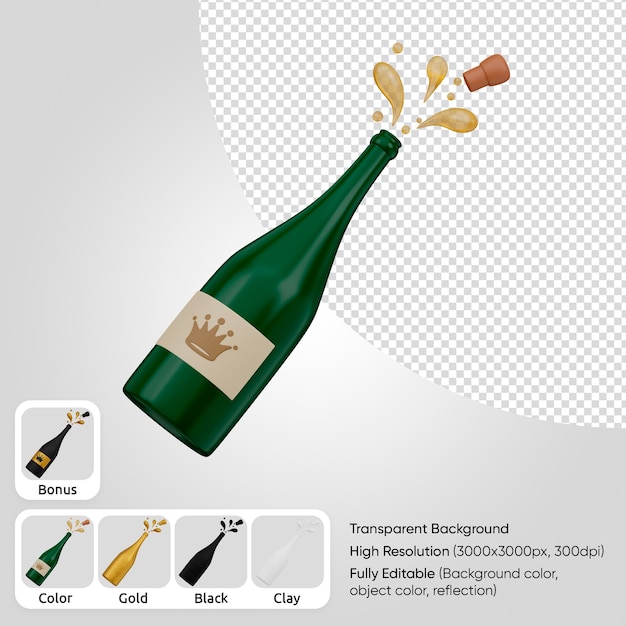 3D-Champagner geöffnet