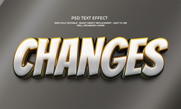 3D CHANGES Text Effect with Gold Outline