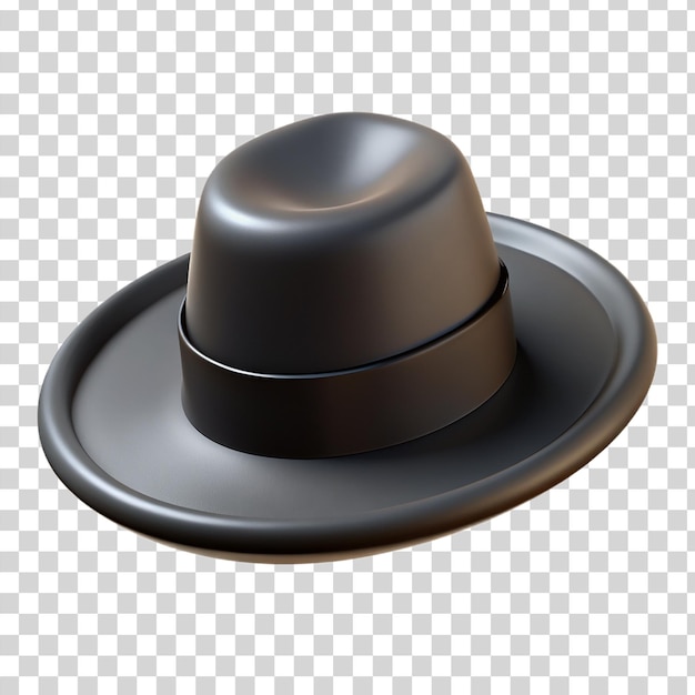 PSD 3d chapéu preto isolado em fundo transparente