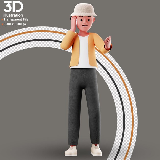 3d character calling 3d render illustration on isolated background png style
