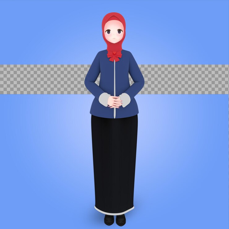 PSD 3d character cartoon hijab