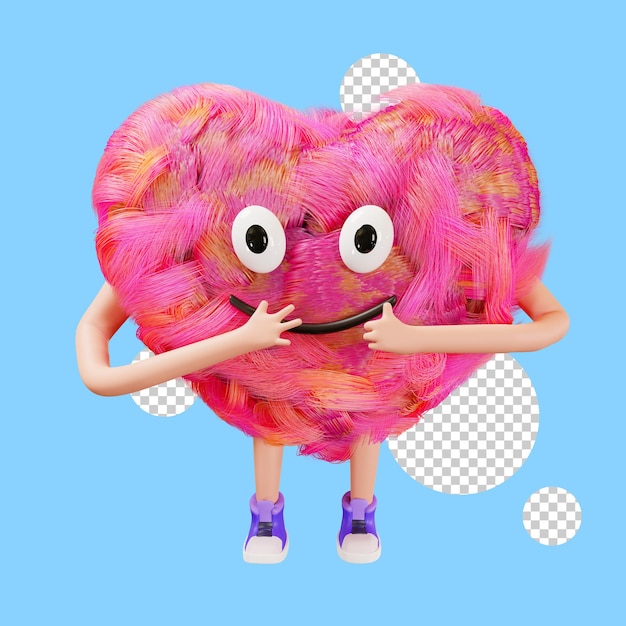 3d character for valentines day the heart is a cartoon character 3d render heart with hands