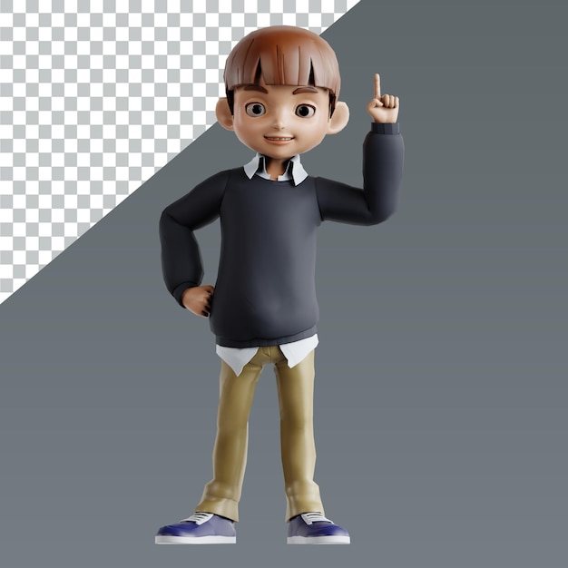 3D character rendering child boy pose library design illustrator