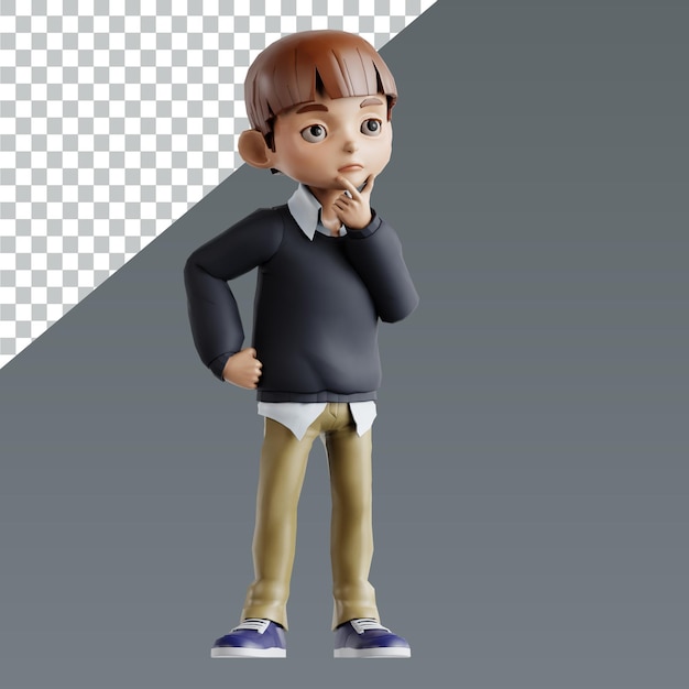 3D character rendering child boy pose library design illustrator