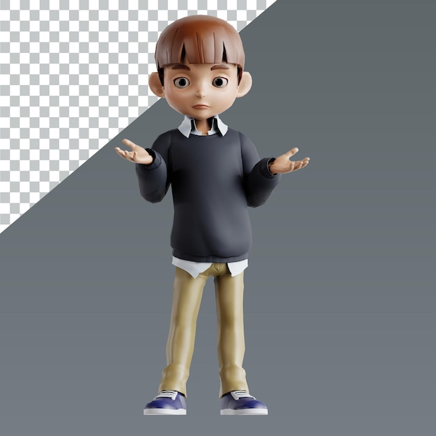 3D character rendering child boy pose library design illustrator