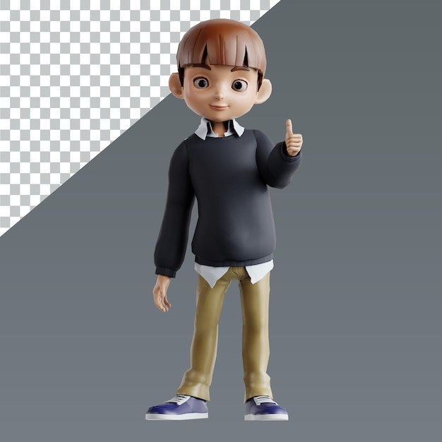 3D character rendering child boy pose library design illustrator
