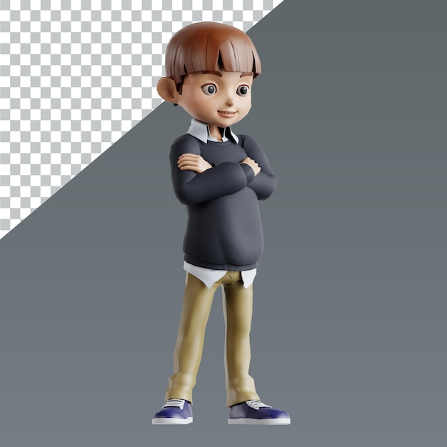 3D character rendering child boy pose library design illustrator