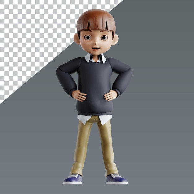 3D character rendering child boy pose library design illustrator