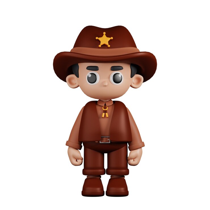 PSD 3d character sheriff standing pose
