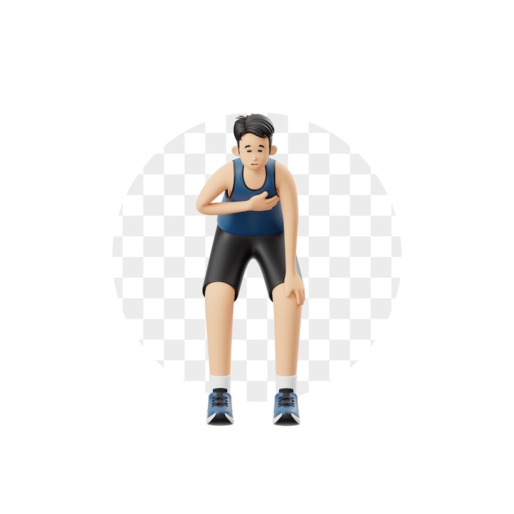 PSD 3d character sports man running panting