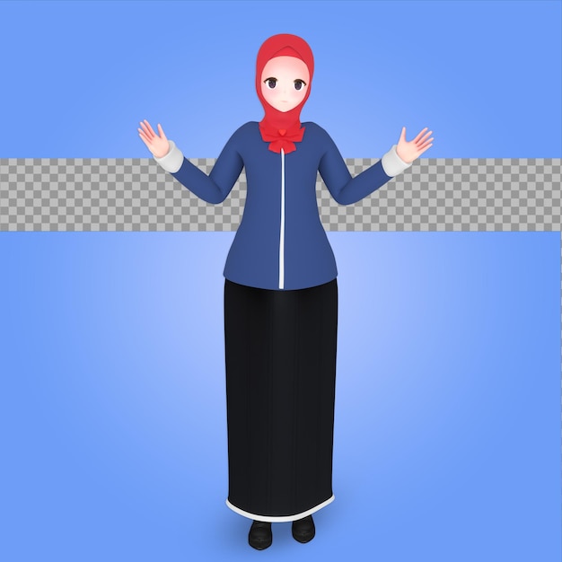 PSD 3d charakter cartoon hijab