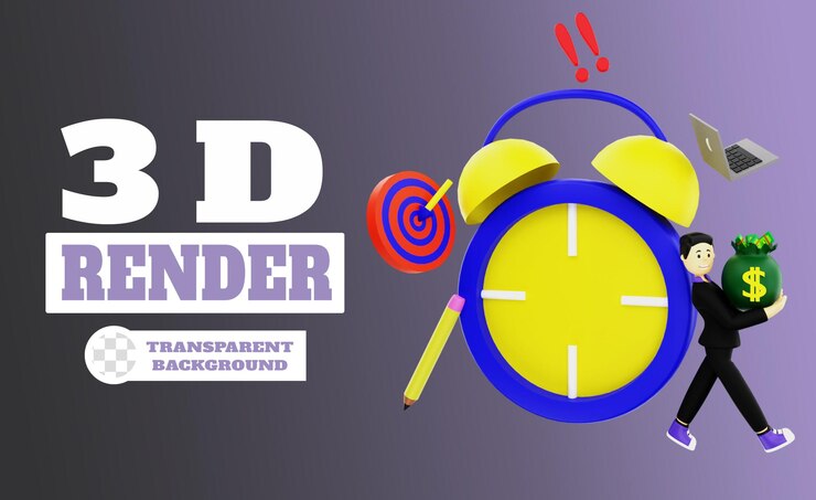 PSD 3d-charakter, der mit laptop arbeitet