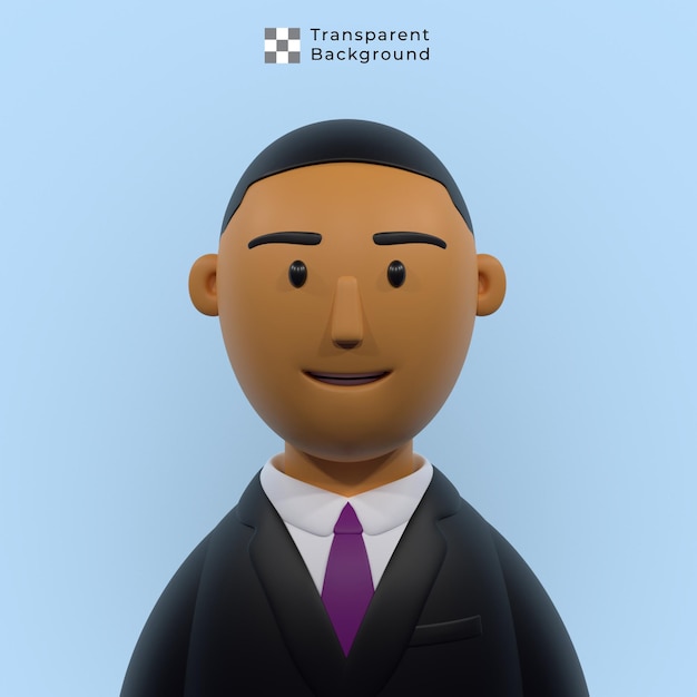 3D-Charakter eines jungen Mannes mit Anzug und kurzen Haaren