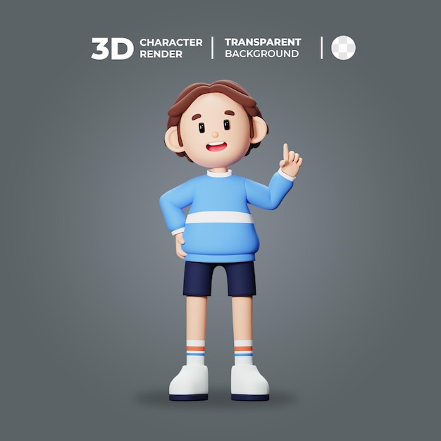 3d-charakter eines süßen jungen