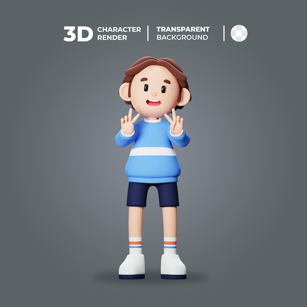 3d-charakter eines süßen jungen