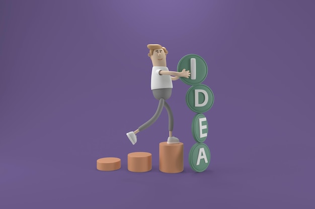 3D-Charakter Geschäftsleute mit neuen Ideen, die nach finanzieller Unterstützung und Möglichkeiten suchen