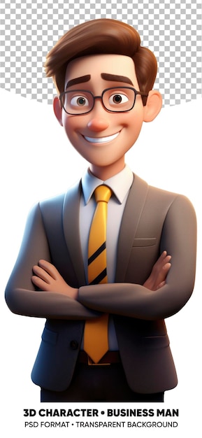 3D-Charakter-Geschäftsmann-Sekretär-Lehrer