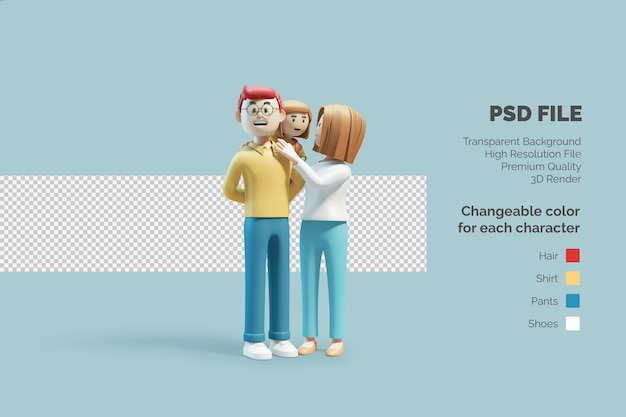 3D-Charakter glückliche Familie Illustration