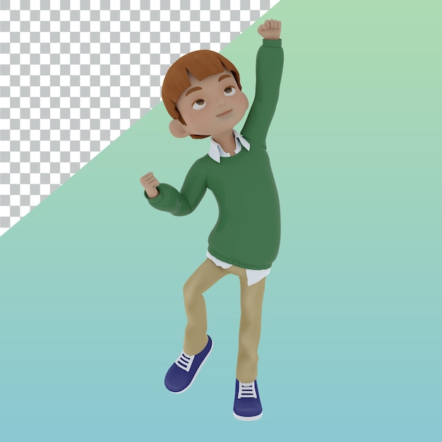 3D-Charakter Kind-Junge in verschiedenen Posen Design-Illustration 3D-Rendering-Charakter